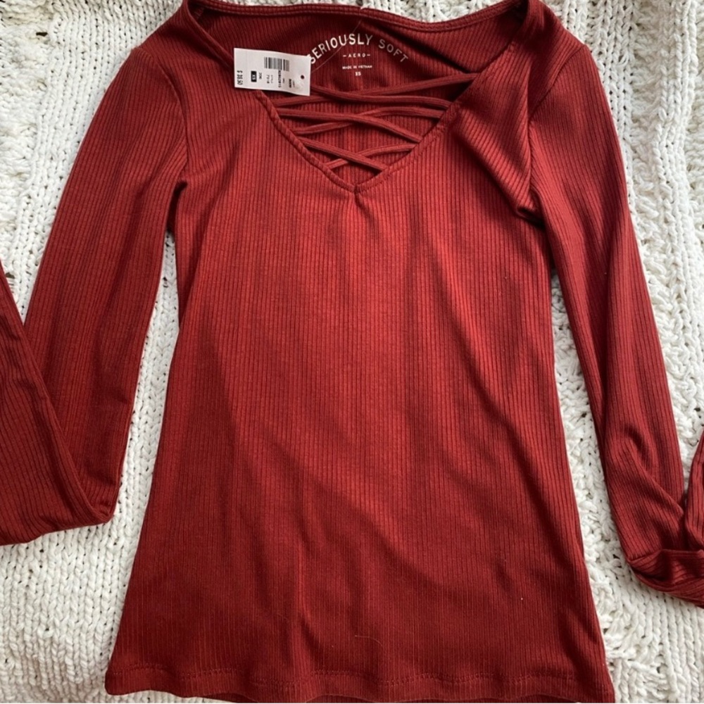 Aeropostale Ribbed Laced Top
